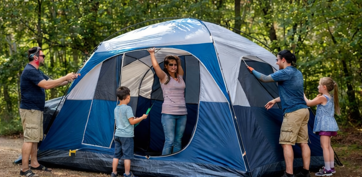 Kids Camping Essentials Checklist: What Every Family Needs for Stress-Free Outdoor Adventures 12 setting up a roomy tent for kids