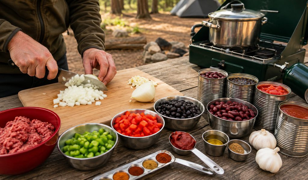 Campfire Chili Recipe for Camp Dinners 5 camp stove chili meal prep