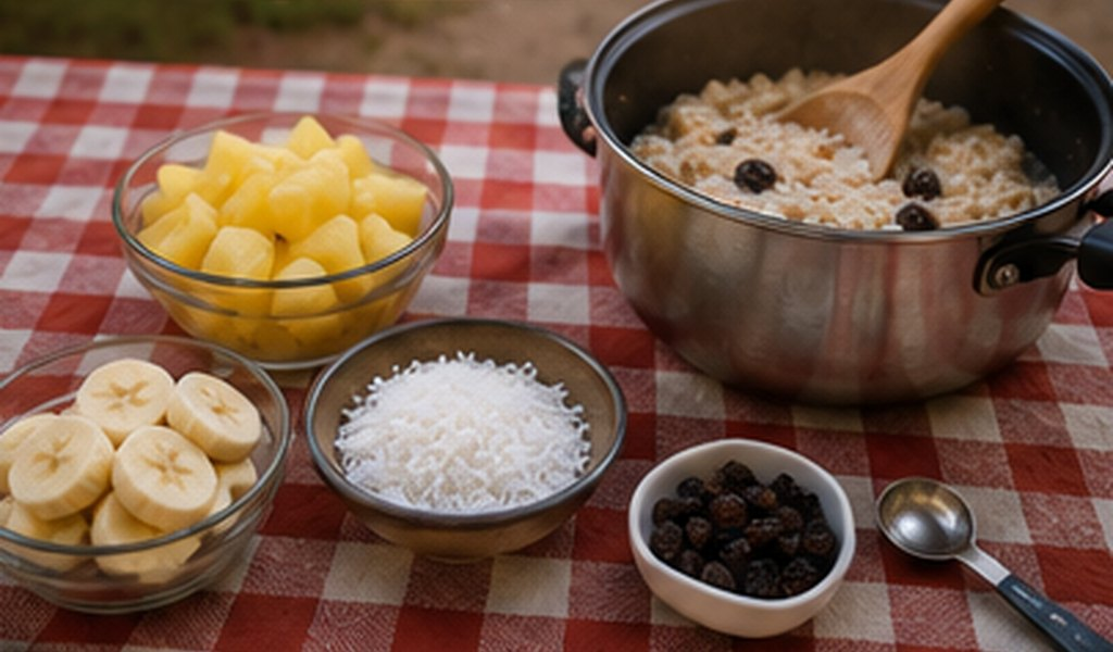 Tropical Camp Oatmeal 3 tropical oatmeal meal prep closeup